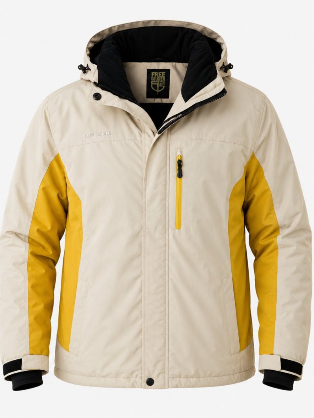 Free Soldier Women’s L Ski Snowboard Jacket Beige Yellow Fleece Lined